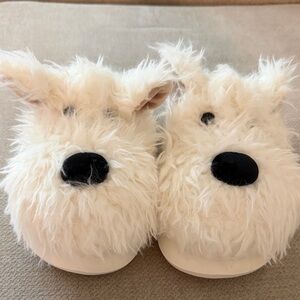 Fluffy White Dog Slippers